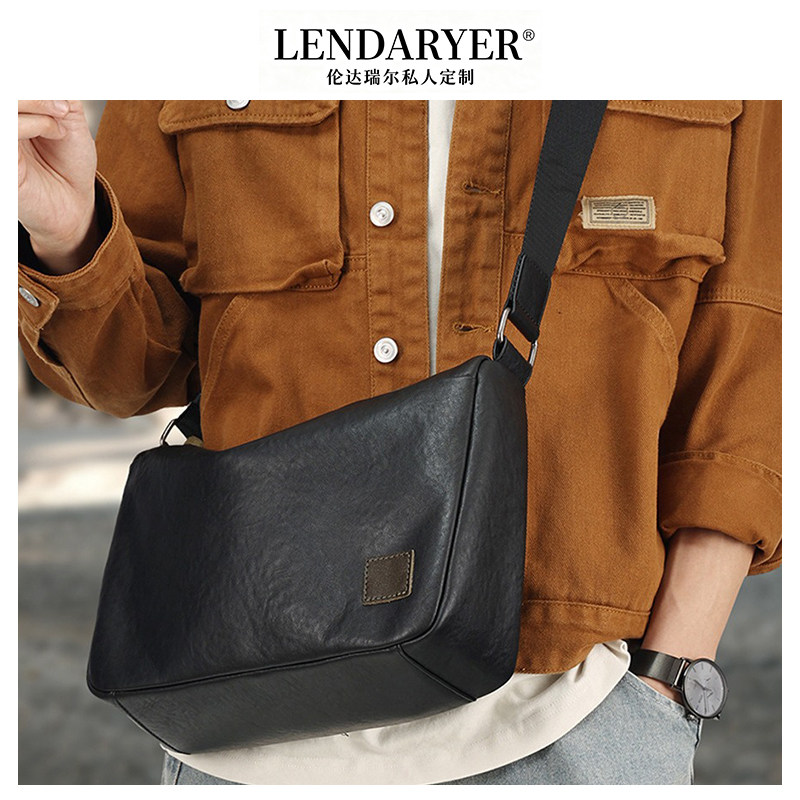 Сумка через плечо LENDARYER, мужская новая простая сумка-мессенджер из воловьей кожи большой емкости, деловая мотоциклетная сумка для поездок на работу