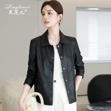 Haining genuine leather jacket for women in spring 2024, new Chinese style casual mom pure sheepskin jacket, short style