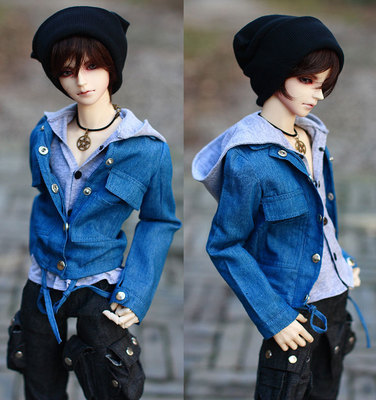 taobao agent 4分3分/17/叔叔BJD 正太★牛仔翻口袋骚年+灰无袖帽衫两件套(换料