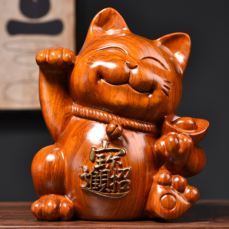 Резьба по дереву lucky cat украшение из массива дерева резьба по дереву открытие большого магазина подарков касса домашняя гостиная lucky cat