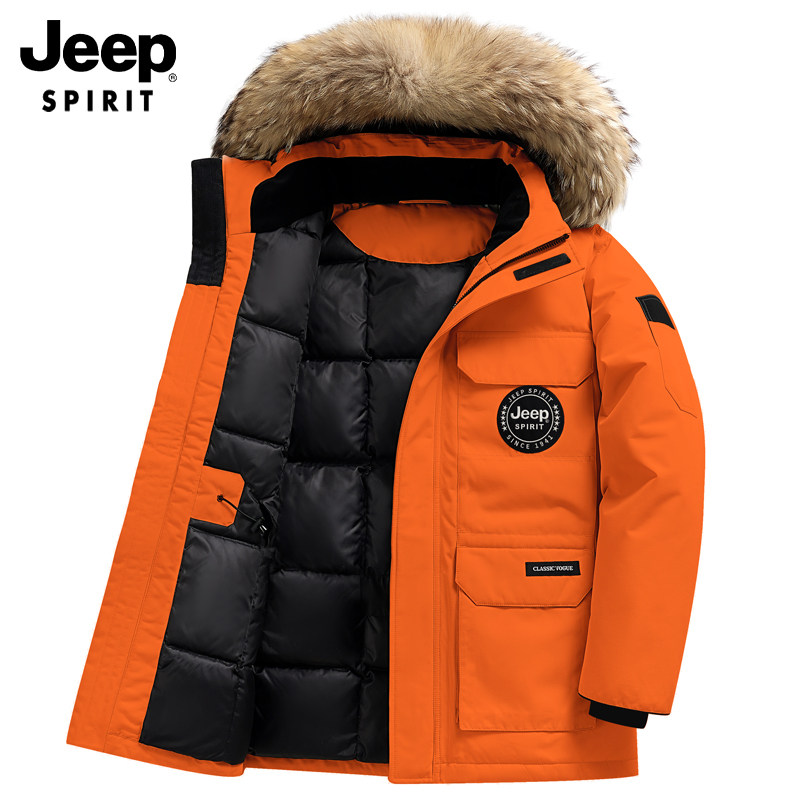 Jeep JEEP SPIRIT пуховик с большим меховым воротником, мужская зимняя новинка 2025 года, утепленный костюм Parker для пары