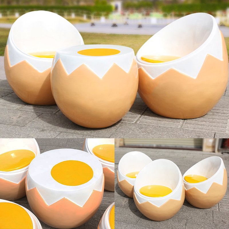 Чистое сиденье для отдыха в форме яйца из мультфильма знаменитости на открытом воздухе, скульптура из армированного стекловолокном пластика, торговый центр, детский сад, украшение пешеходной улицы