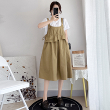 Pregnant Women's Summer Dress 2023 New Loose Size Fashion Skirt Summer Thin Fake Two Piece Set for Going Out