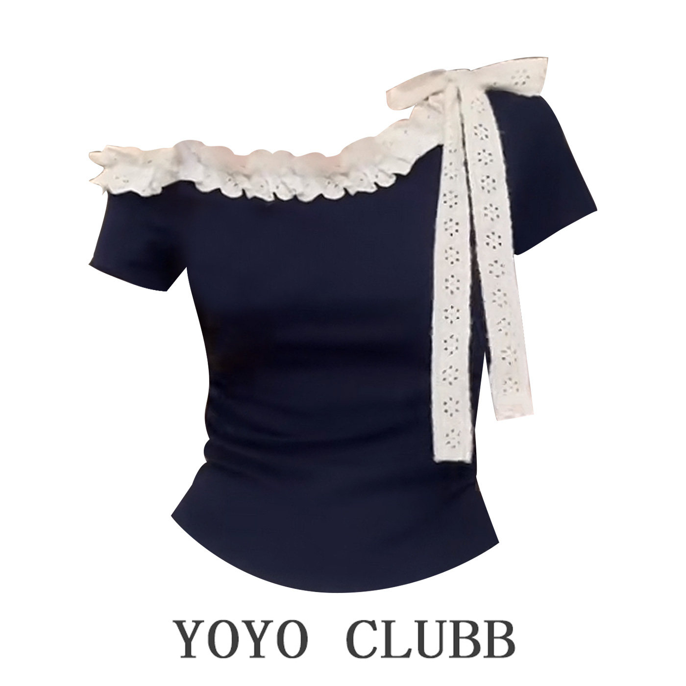 YOYOCLUBB/ милая и шикарная французская футболка с кружевными бретельками, летняя тонкая футболка с открытыми плечами и короткими рукавами для женщин