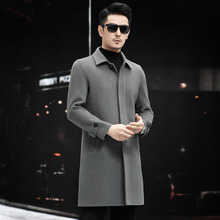 Medium length coat without cashmere wool, new business double-sided woolen coat with 100% wool windbreaker for men