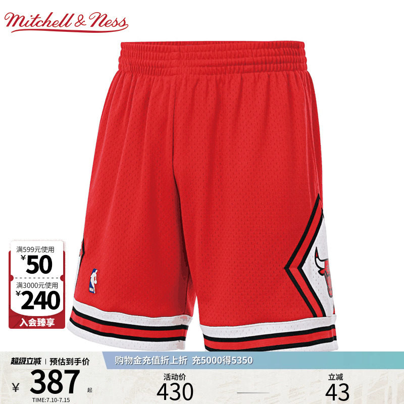 Мужские спортивные сетчатые шорты и брюки в стиле ретро из коллекции Mitchell&Ness NBA official Bulls Fan Edition