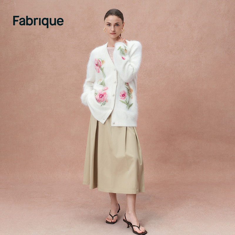 【Новинка недели】 Вязаный кардиган из жаккарда с вышивкой из шерсти альпаки с воздушным слоем 