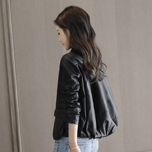 Women's leather jacket short 2024 new spring and autumn Haining loose motorcycle mom top with cotton winter PU leather jacket