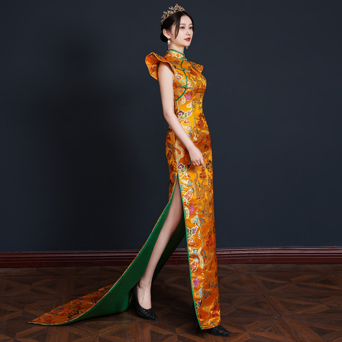 Благородный и красивый подиум cheongsam show подиум высококлассных костюмов 2025 новое вечернее платье в китайском стиле с рыбьим хвостом