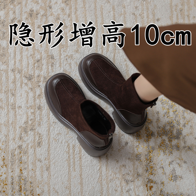 Маленькие ботинки Martin, новинка 2025 года, женские коричневые взрывоопасные тонкие ботинки на короткой подошве и высоком каблуке с увеличенной толщиной подошвы.