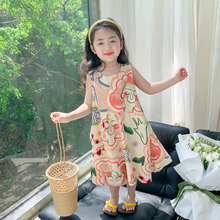 Girls' Dress Summer 2023 New Children's Skirt Summer Sleeveless Skirt Nubao Princess Skirt Western Style Graffiti Skirt