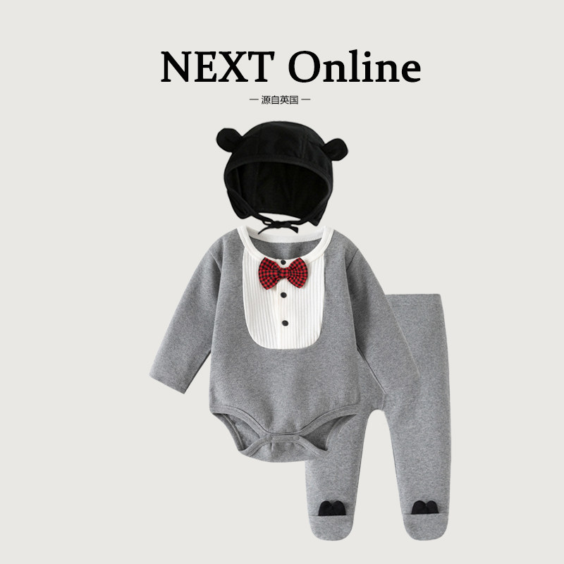 Британская детская хлопчатобумажная одежда NEXT, осенний цельный костюм на 100 дней для прогулок, мужское платье для годовалого ребенка, платье на одну неделю