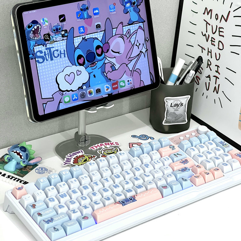 Stitch беспроводная клавиатура Bluetooth office mute mouse set cute girl-высококачественное ощущение набора текста на компьютере