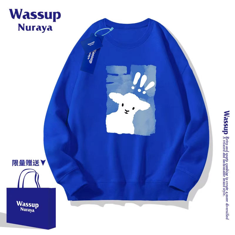 WASSUPNURAYA克莱因蓝卫衣男女款2026春季新款外套潮流小羊情侣装