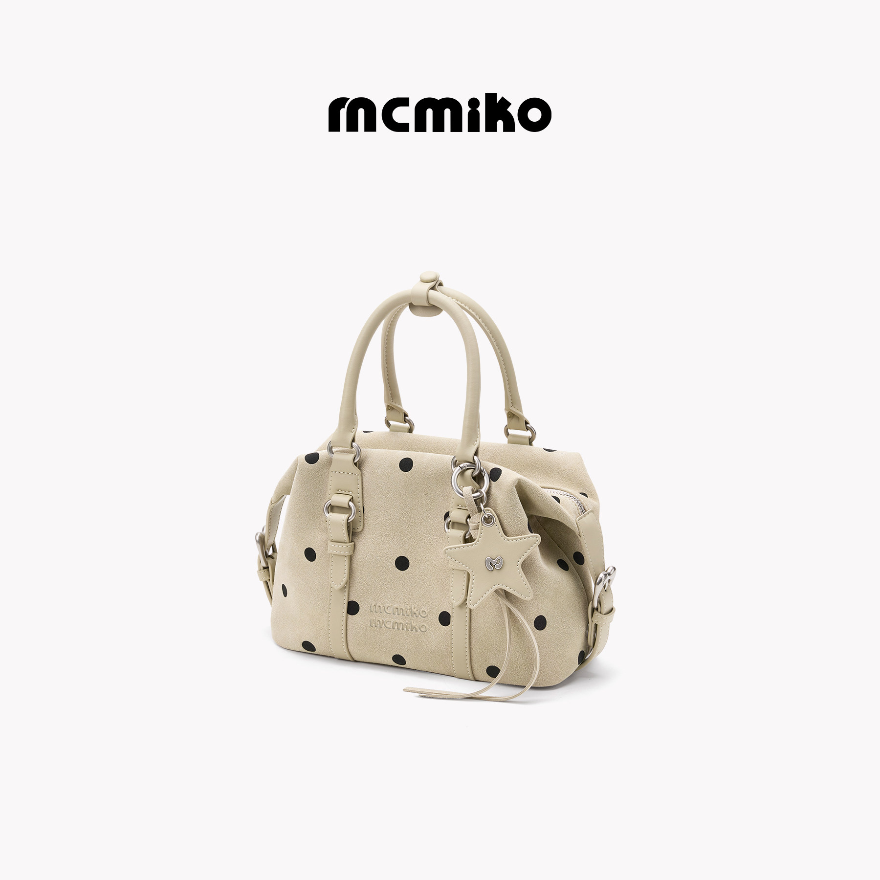 Mcmiko [В горошек*Бостон] Оригинальная маленькая сумка из замши в горошек, портативная маленькая сумка-мессенджер для поездок на работу
