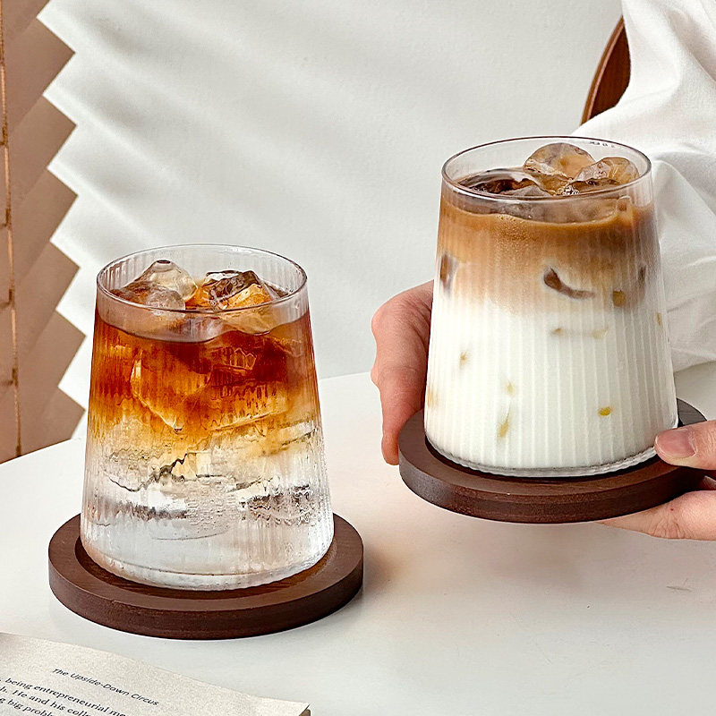 Стеклянная чашка в японском стиле с вертикальной полосой Mount Fuji Cup glass стеклянная чашка для американского кофе латте со льдом чашка для холодного напитка чашка для домашнего молока