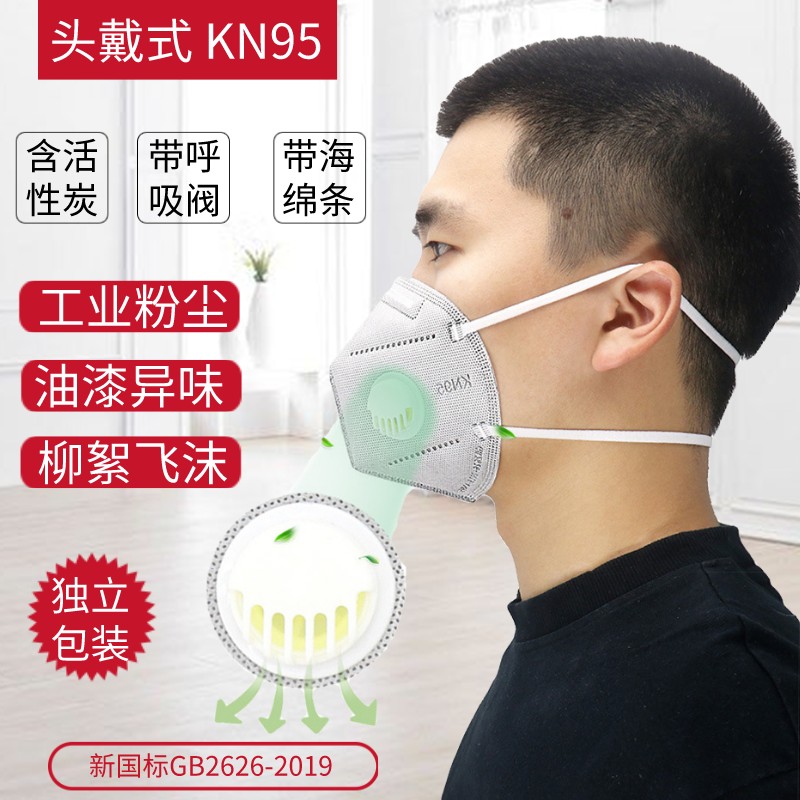 kn95 ヘッドマウント呼吸バルブ付き活性炭防塵防塵曇り止め