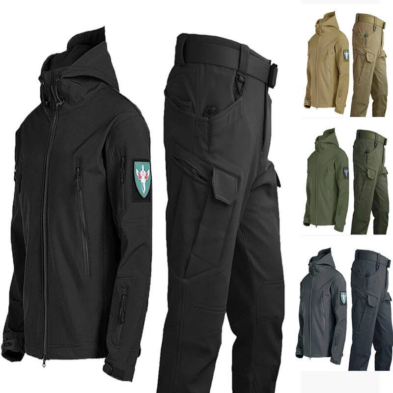 Outdoor Sharkskin Softshell Rushing Jacket Suit Men's Milita