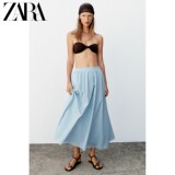 Летние новинки ZARA 2026, женская хлопковая юбка миди А-силуэта с эластичной талией, 4387060 423