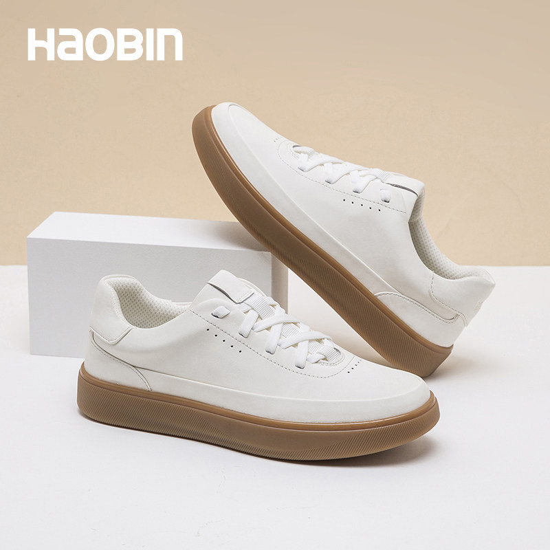 Кроссовки Haobin, мужские немецкие кроссовки для тренировок, удобная легкая обувь на мягкой подошве и толстой подошве, корейская версия универсальной белой обуви, деловая легкая повседневная обувь