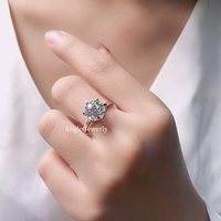 Platinum PT950 simple flat arm six-claw moissanite diamond ring proposal ring customized female gift 18K gold new product