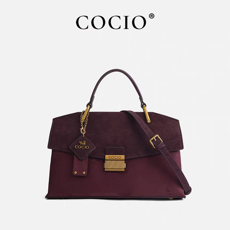 COCIO suede shoulder/crossbody/handbag for women, new autumn/winter 2026 style, high-end, understated luxury, perfect for commuting.