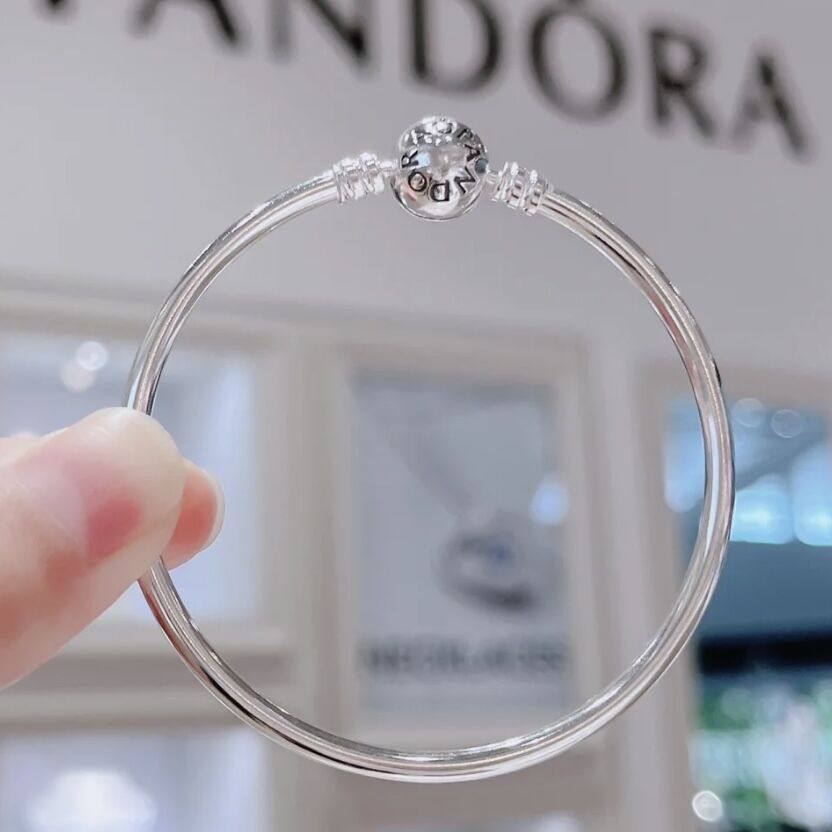 Браслет из стерлингового серебра Pandora, простой браслет-кольцо 590713 для подруги, европейский и американский простой и изысканный универсальный легкий роскошный подарок