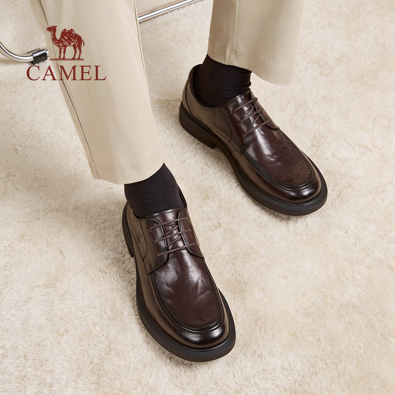 Camel/ лето 2025 г., новый стиль, поцарапанная кожа, удобная повседневная деловая официальная одежда на мягкой подошве, мужская кожаная обувь для жениха на свадьбу