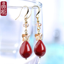 2023 New Trendy Pure Silver Earrings Women's Crystal Earrings Long Red Primordial Year Dragon Earrings Earstuds Jewelry