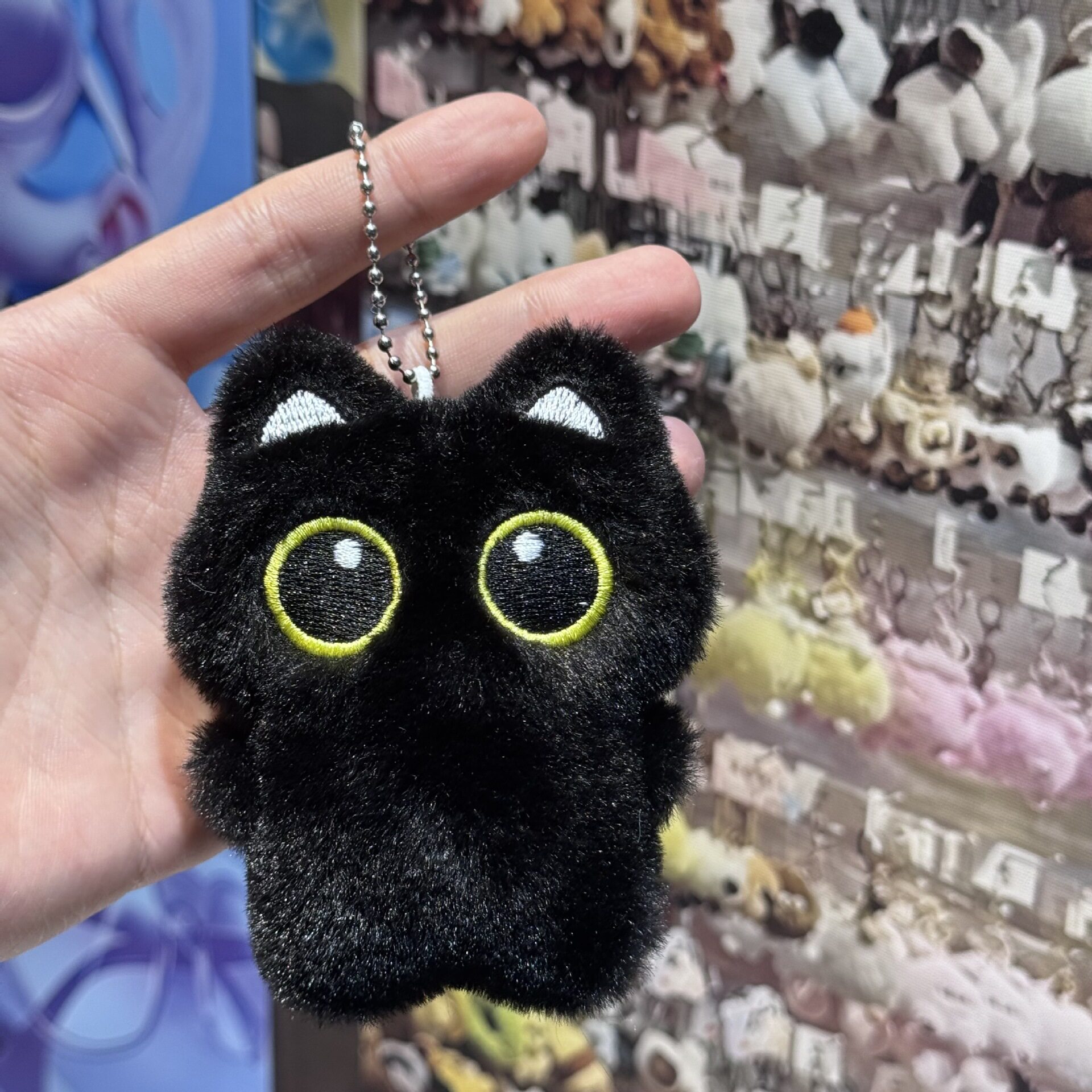 Милый пищащий черный кот плюшевая игрушка кукла милый кот кукла сумка украшения пара кулон маленькая кукла