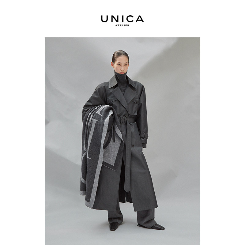 Линия UNICA ATELIER Paris| двухцветная джинсово-шерстяная куртка-ветровка ретро-силуэта из денима и шерсти