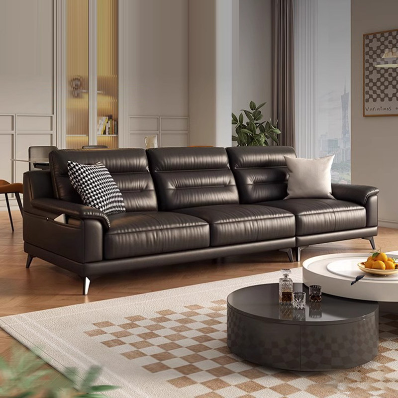 Кожаный диван Dufiman с высокой спинкой в итальянском минималистичном стиле для гостиной, дизайнерская кожаная мебель для хранения в первом слое из воловьей кожи