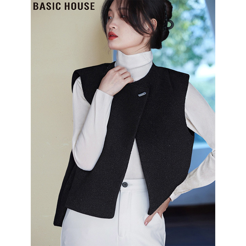 Basic House French-style round neck wool vest, sleeveless top, layered style, women's autumn 2026