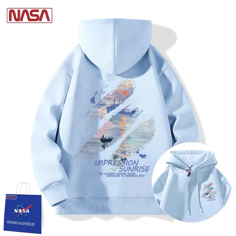 Кобрендовый свитер NASA starry sky sunrise impression с капюшоном для мужчин и женщин, осенние и зимние модели, бренд tide, молодежная куртка с граффити, написанная маслом