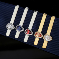 High-end men's boutique light luxury water drop zircon tie clip fashionable temperament formal star tie accessories collar clip