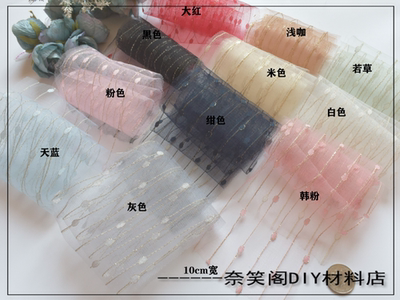 taobao agent 10厘米DIY手工发饰纱网金线植绒条纹雪纱满49包邮