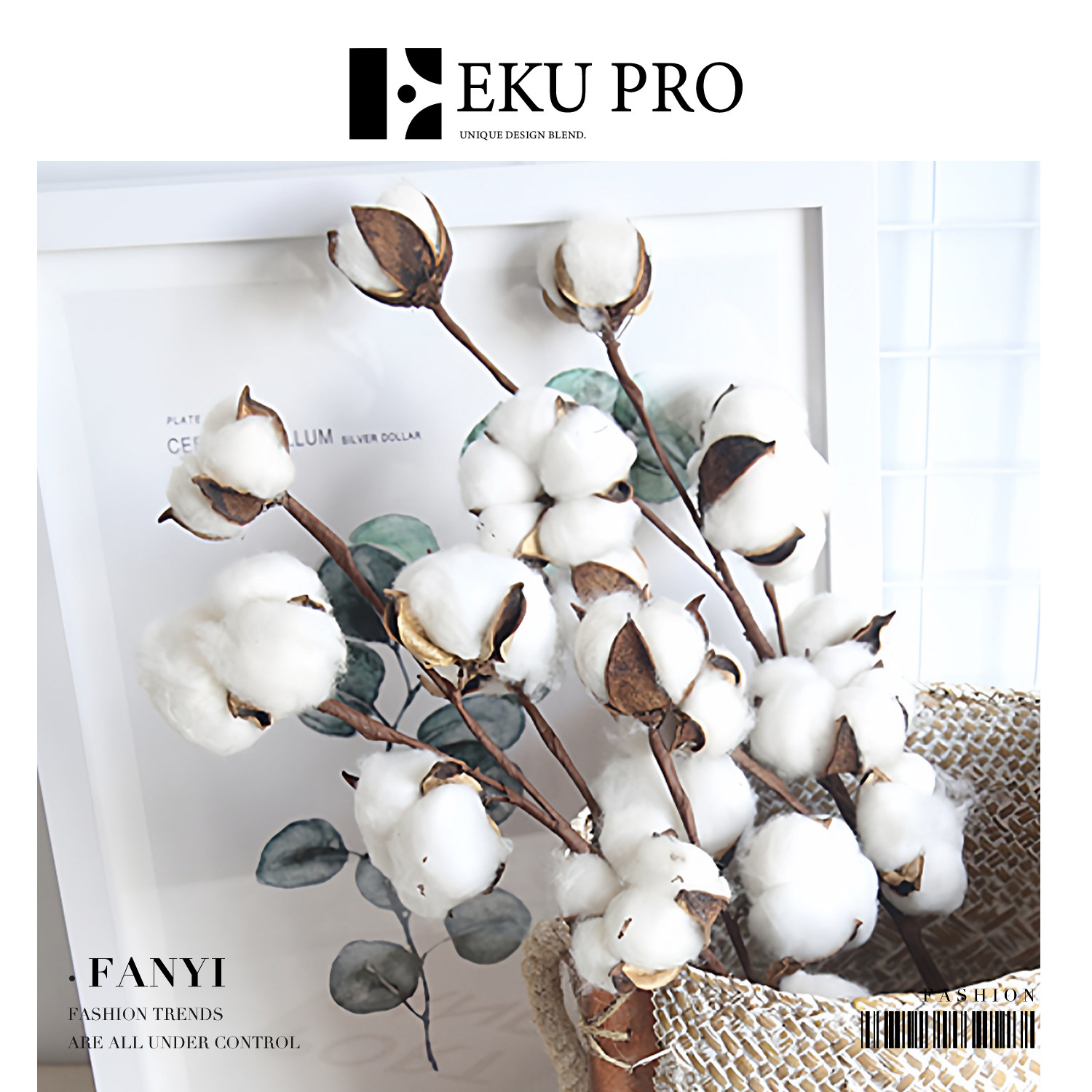 EKU PRO * Fanyi * Головной букет из натурального хлопка, Сухоцветы, Имитация веток хлопка, Украшение для дома | Fanyi