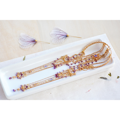 taobao agent 间狭浪漫限定『羽浮』三分bjd娃用头箍头饰古典风紫色流苏V018