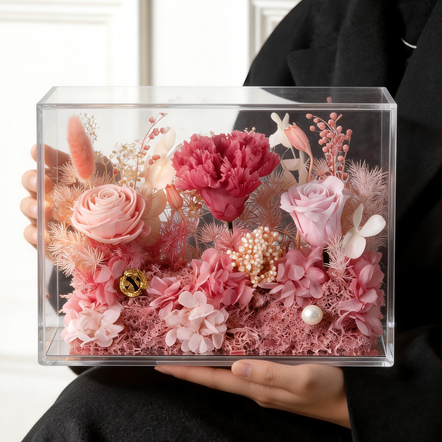 Подарочная коробка Eternal flower rose micro landscape, высококачественное ощущение свежести, настоящая цветочная коробка, подарок на день рождения учителю, девушке, подружке