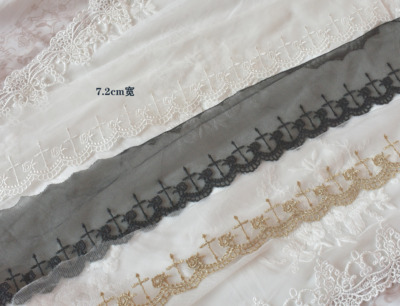 taobao agent 7.2cm玫瑰十字架蕾丝服装辅料 牛奶丝手工diy 婚纱礼服花边满包邮