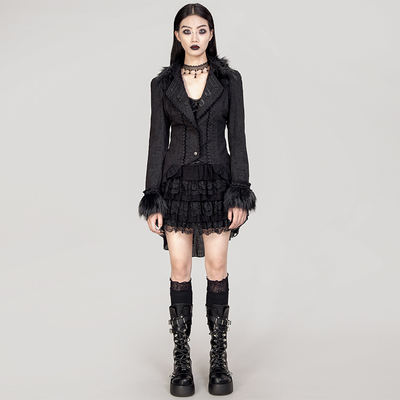 taobao agent ╋魔叹╋RNG视觉朋克PUNK哥特GOTHIC仿毛皮草燕尾西服外套 JA2443
