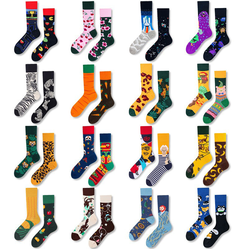 CrazySox/ асимметричные новые носки ab, носки контрастного цвета, милые японские носки-тюбики с героями мультфильмов для мужчин и женщин, парные носки