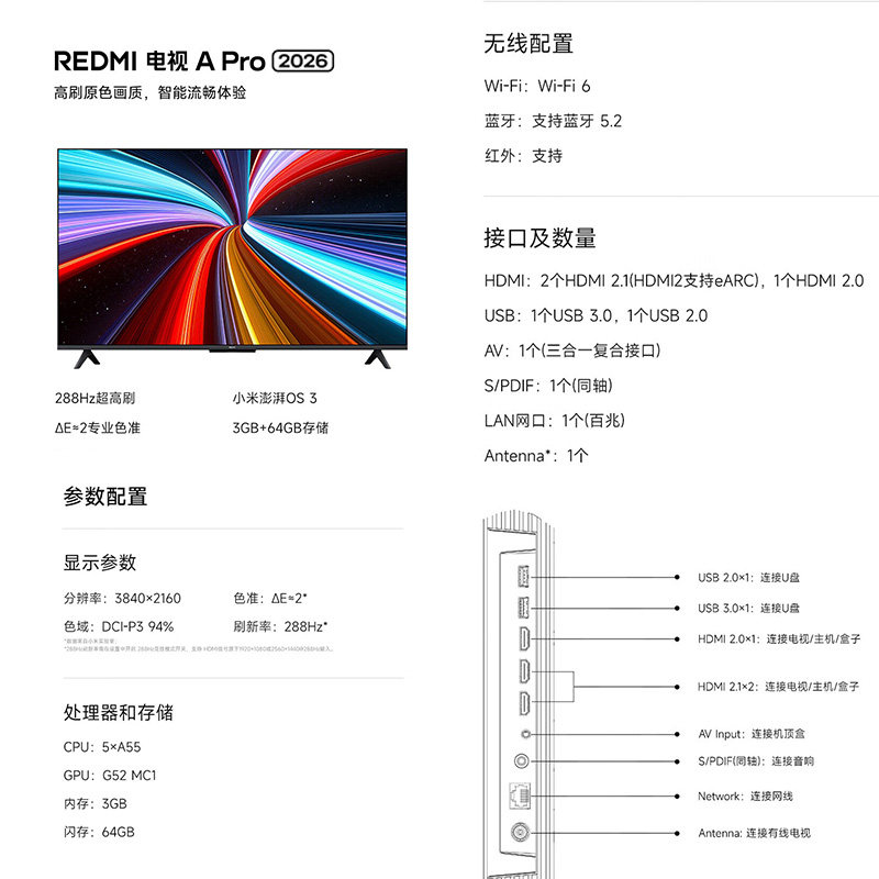 Xiaomi REDMI 2026 новый 55/65/75-дюймовый ЖК-телевизор с функцией защиты глаз 4K home smart WiFi voice LCD TV