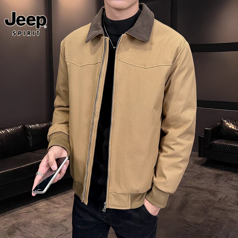 Зимняя повседневная куртка-пуховик JEEPSPIRIT Jeep Зимняя куртка-пуховик в стиле американского ретро с лацканами на молнии