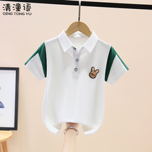 Boys' Short sleeved T-shirt 2024 New Children's Top POLO Lapel Versatile Casual Middle and Big Kids Summer Half Sleeves Fashion