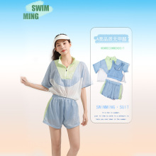 Zhongda Children's Swimming Suit 2024 New Beach Sunscreen Fashion Girl's Swimming Suit Hollow Three Piece Set