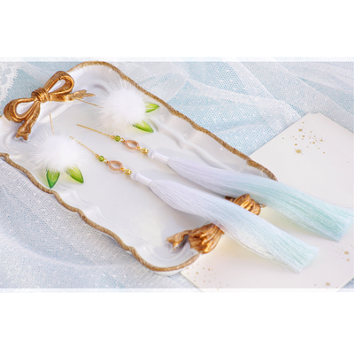 taobao agent R.I.A原创『绿兔』双马尾仿兔耳流苏头饰bjd3分女叔娃衣拍摄X358