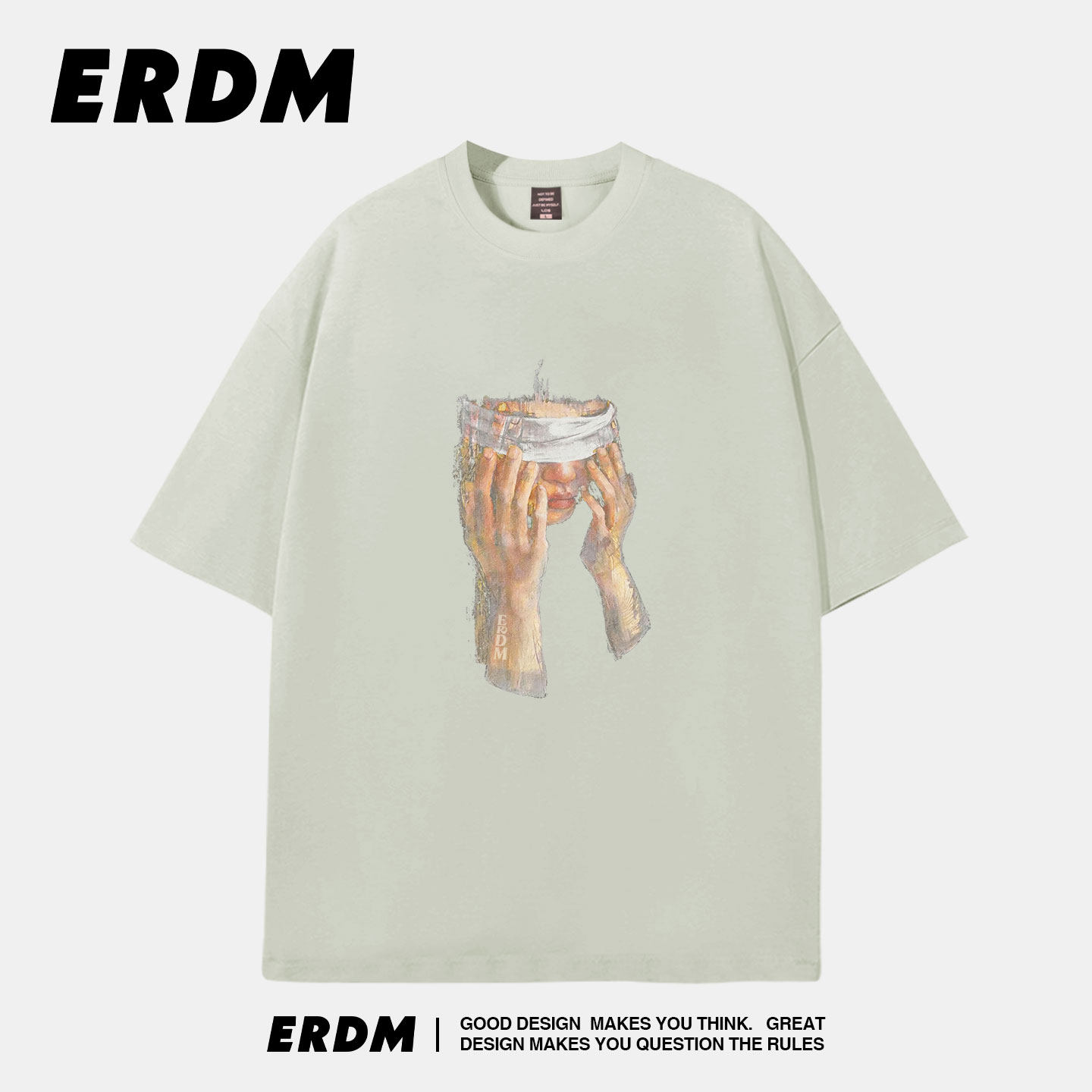 Футболка с короткими рукавами в стиле хай-стрит от американского бренда ERDM tide для мужчин и женщин...