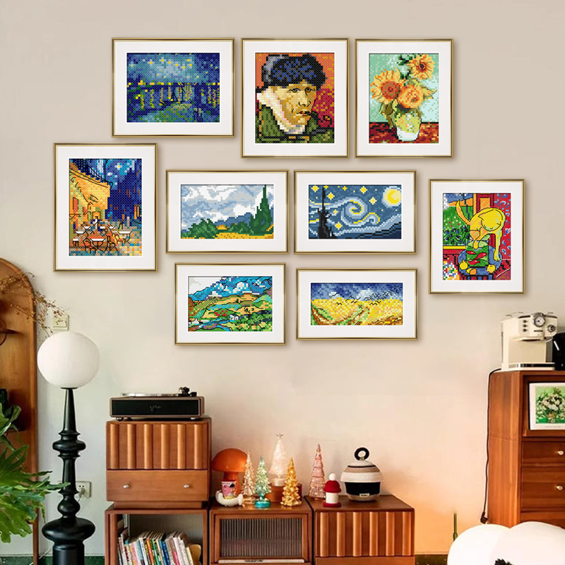 ks вышивка крестиком серия Ван Гога маленькая картинка новый маленький кусочек подсолнух звезда луна ночь свежая печать 2025 новый стиль