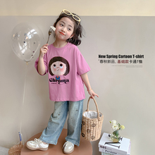 Girls T-shirt short sleeved new western-style fashionable cartoon